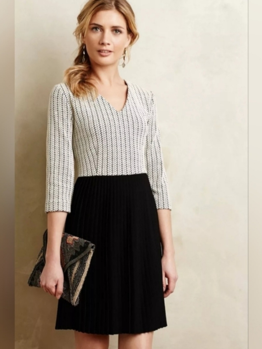 Ganni Anthropologie Crossknit Jacquard Jersey Dress. Size XS